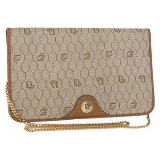 Dior Pre-owned Cross Body Bags, female, Beige, Size: ONE SIZE Pre-owned Vintage Honeycomb chain