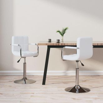 vidaXL Sillas De Comedor Giratorias 2 Unidades Cuero Sint&eacute;tico Blanco Vidaxl