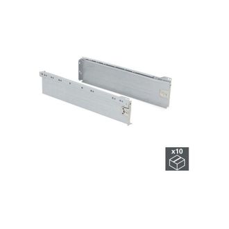 Emuca Lote De 10 Cajones De Cocina Ultrabox, Altura 118mm, Profundidad 350mm, Acero, Gris Metalizado