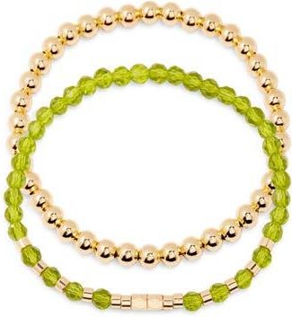 Brook & York Makenna Set of 2 Birthstone Beaded Stretch Bracelets in Gold at Nordstrom Rack