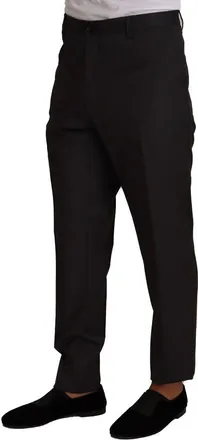 Dolce & Gabbana Mens Gray Wool Formal Tuxedo Trouser Dress Pants Virgin Elastane