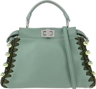Fendi Peekaboo Bag Leather Green Leather Handbag (Pre-Owned)