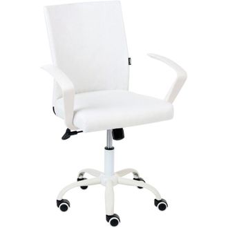 Beliani Office Chair White Fabric Upholstery Iron Legs Adjustable Height and Backrest Swivel Home Office MODRA