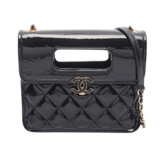 Chanel Pre-owned Matelasse Patent Flap 2way bag - Dames - Pre-owned - Zwart - Maat: ONE Size Leer