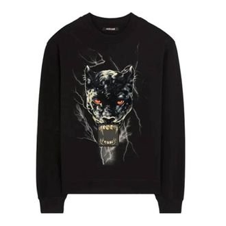 Roberto Cavalli Panther-Print Cotton Sweatshirt, Size Large