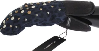Dolce & Gabbana Wool Shearling Studded Gloves - Gray