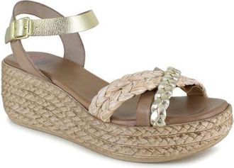National Comfort Tre Platform Wedge Sandal in Taupe Leather at Nordstrom, Size 11Us