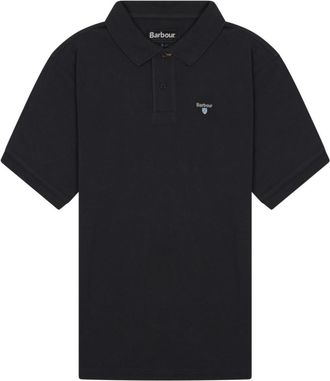 Barbour Black Logo Shirt Collar Polo