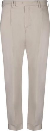 Pantaloni Torino Witte Katoenmix Straight Leg Broek - Heren - Nette broeken - Beige - S - Katoen - Broeken