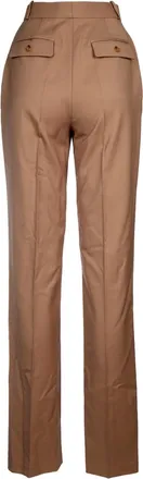 Elisabetta Franchi Womens High-Waisted Trousers Beige Linen