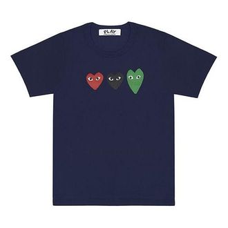 Comme Des Garçons (WMNS) COMME des GARCONS PLAY 3 Hearts Short Sleeves Tee Navy AZ-T185-051-1