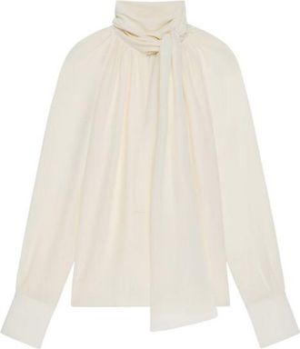 Givenchy Blouse With Knot Collar_Eggshell, Brand Size 34 (US Size 0)