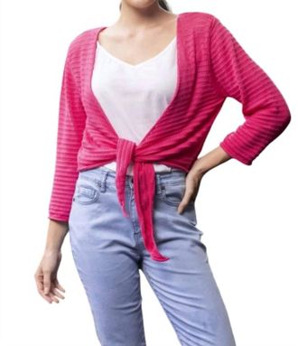 Orientique Knit Essentials Tie Shrug In Pink