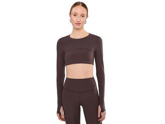 SPLITS59 Amelia Airweight Lite Shrug Womens Clothing Dark Chocolate : XS, Nylon/Spandex