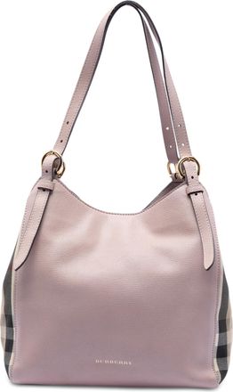 Burberry Pre-owned Womens Small Leather And House Check Canvas Canterbury Tote - Lilac - One Size