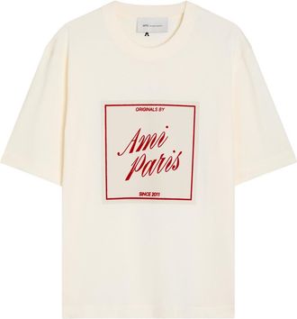 Ami Ami Paris Logo-appliqu&eacute;d Cotton T-shirt - Off White - XL