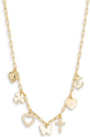 Nordstrom Rack Multi Charm Necklace in Clear- Gold at Nordstrom Rack