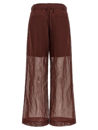 Brunello Cucinelli Womens Bordeaux Cotton Flared Pants