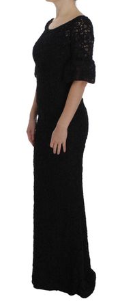 Dolce & Gabbana Womens Black Floral Lace Long Bodycon Maxi Dress Polyester