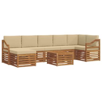 vidaXL Conjunto De Sof&aacute;s De Exterior Con Coj&iacute;n 8 Pcs Natural Y Beige Vidaxl