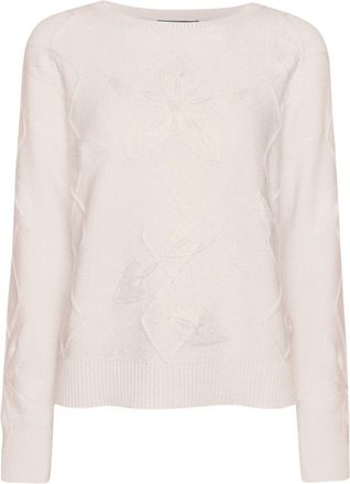 Elena Miro Floral Boatneck Viscose-Blend Sweater