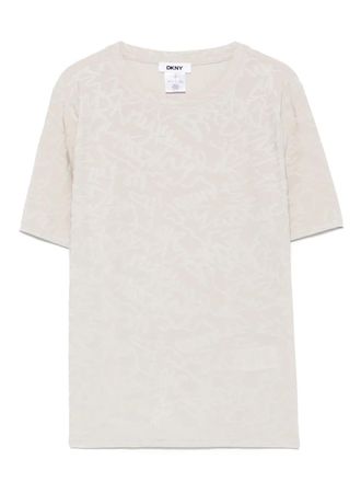 DKNY logo-jacquard T-shirt - PBL - PEBBLE
