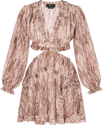 Faina Jurk Dames Bruin Veelkleurig