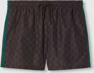Gucci GG Nylon Swim Short With Web, Size 44 IT, Brown