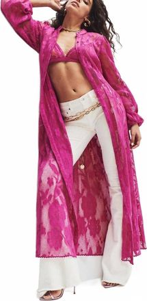 Hemant & Nandita Flower Net Caftan Coverup In Pink