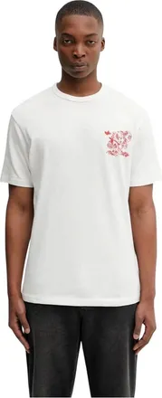 Kenzo Tops, Heren, Wit, M, Katoen, Cartoon Geborduurd T-shirt met contour