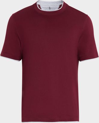 Brunello Cucinelli Mens Slim Fit Tipped T-Shirt