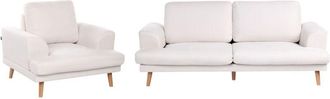 Beliani 4 Seater Living Room Set Light Beige Fabric Sofa Armchair with Flared Armrests Art Decor Style KILDAL