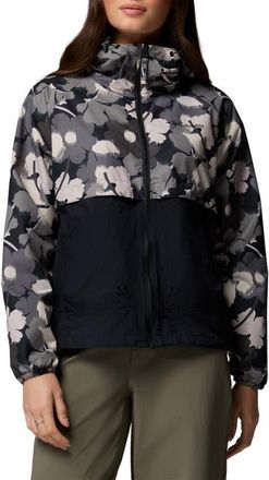 Columbia Spire Valley Print Water Repellent Windbreaker in Black Ikatbloom Print/Black at Nordstrom, Size Xx-Large
