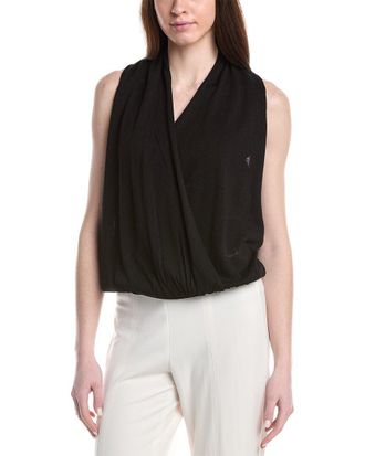 Max Studio Linen-Blend Drape Top
