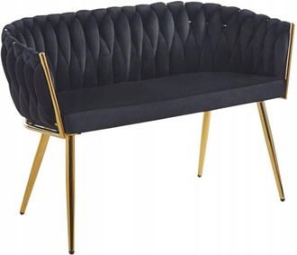 OEM Sof&aacute; De Dos Plazas De Terciopelo Negro Con Estructura Dorada Furnitex