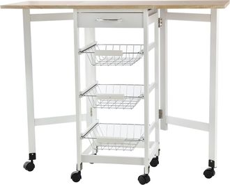 HOMCOM MDF Extendable Kitchen Island Trolley - White | TJ Hughes