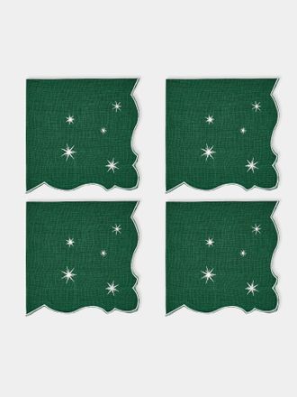 La Gallina Matta Angelina Stars Embroidered Linen Napkins (Set of 4)