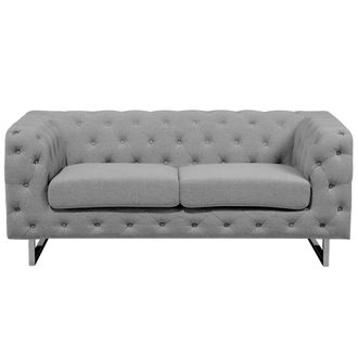 Beliani Sof&aacute; Estilo Chesterfield 2 Plazas Con Botones Gris Claro Capiton&eacute; Vissland