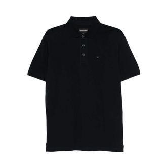 Emporio Armani Polo Shirts, male, Blue, Size: 3XL Polo MC Marino Logo Bordado