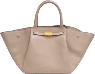 DeMellier The New York Midi Tote Bag in Beige Calf Leather