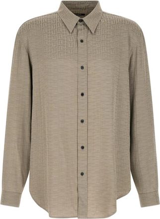 Balmain Jacquard Monogram Shirt - Heren - Casual Overhemden - Grijs - XL - Overhemden