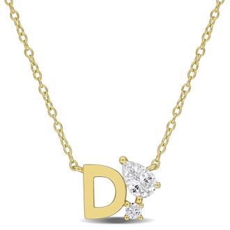 Mimi & Max 3/4ct TGW Created White Sapphire Q Initial Necklace Yellow Plated Sterling Silver