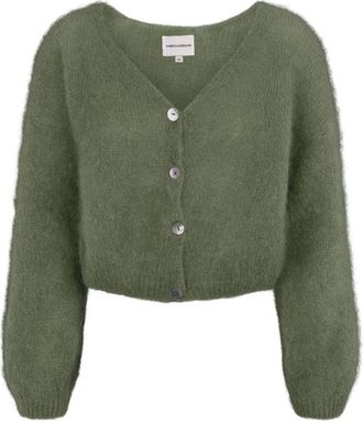 Americandreams Cornelia Cropped Cardigan - Dames - Vesten - Groen - XL - Wol - Truien & Vesten