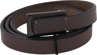 Costume National Leather Tactical Logo Buckle Womens