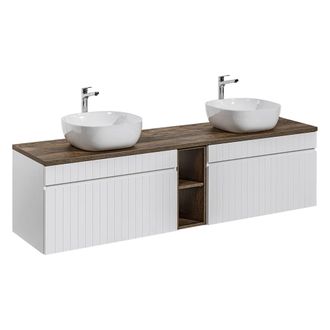 Petits Meubles Mueble lavabo doble 180cm 2 nichos tableros laminados blanco