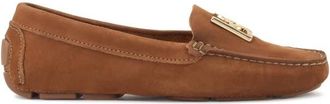 Kazar Bruine mocassins met groot metalen monogram - Dames - Loafers - Bruin - 37 EU - Leer - Schoenen