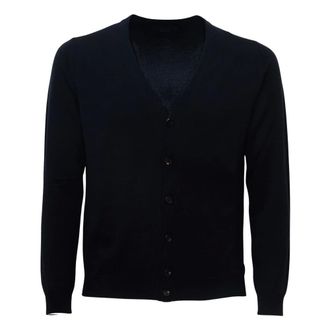 Zanone V-hals Cardigan met knopen - Heren - Truien - Blauw - Maat: M Wol