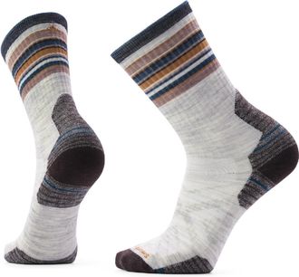 Smartwool Mens Hike Targeted Cushion Striped Crew Socks Gray XL