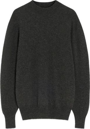Christophe Lemaire Truien & Vesten, Heren, Grijs, S, Donkerbruine Mock Neck Sweater