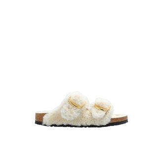 Birkenstock Arizona Big Buckle Shearling Sandals Narrow - female - Birkenstock - Sliders - Beige - 2 UK - Shoes